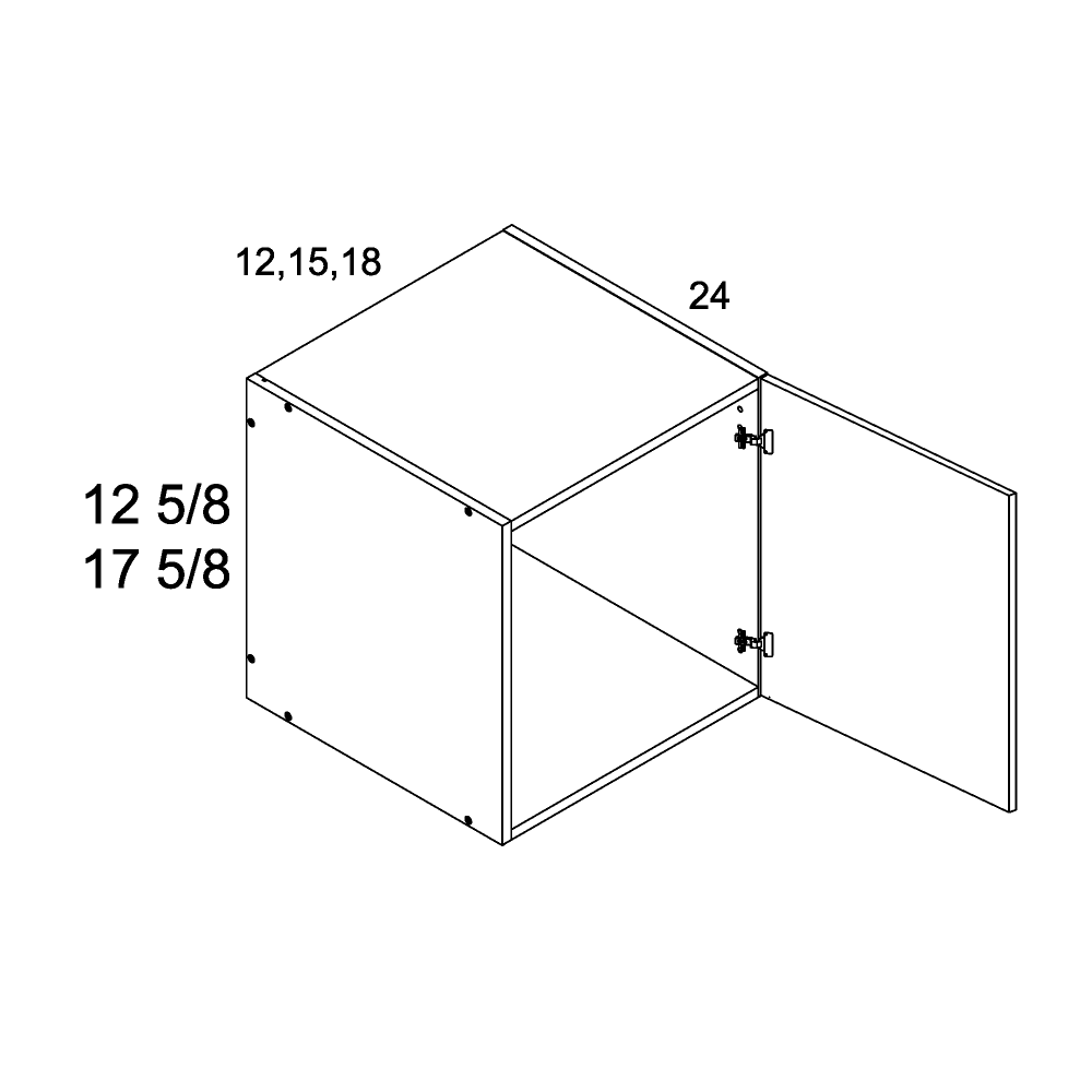 12 5/8" H by 24"D One Door Wall Cabinets (TDW-W121224)