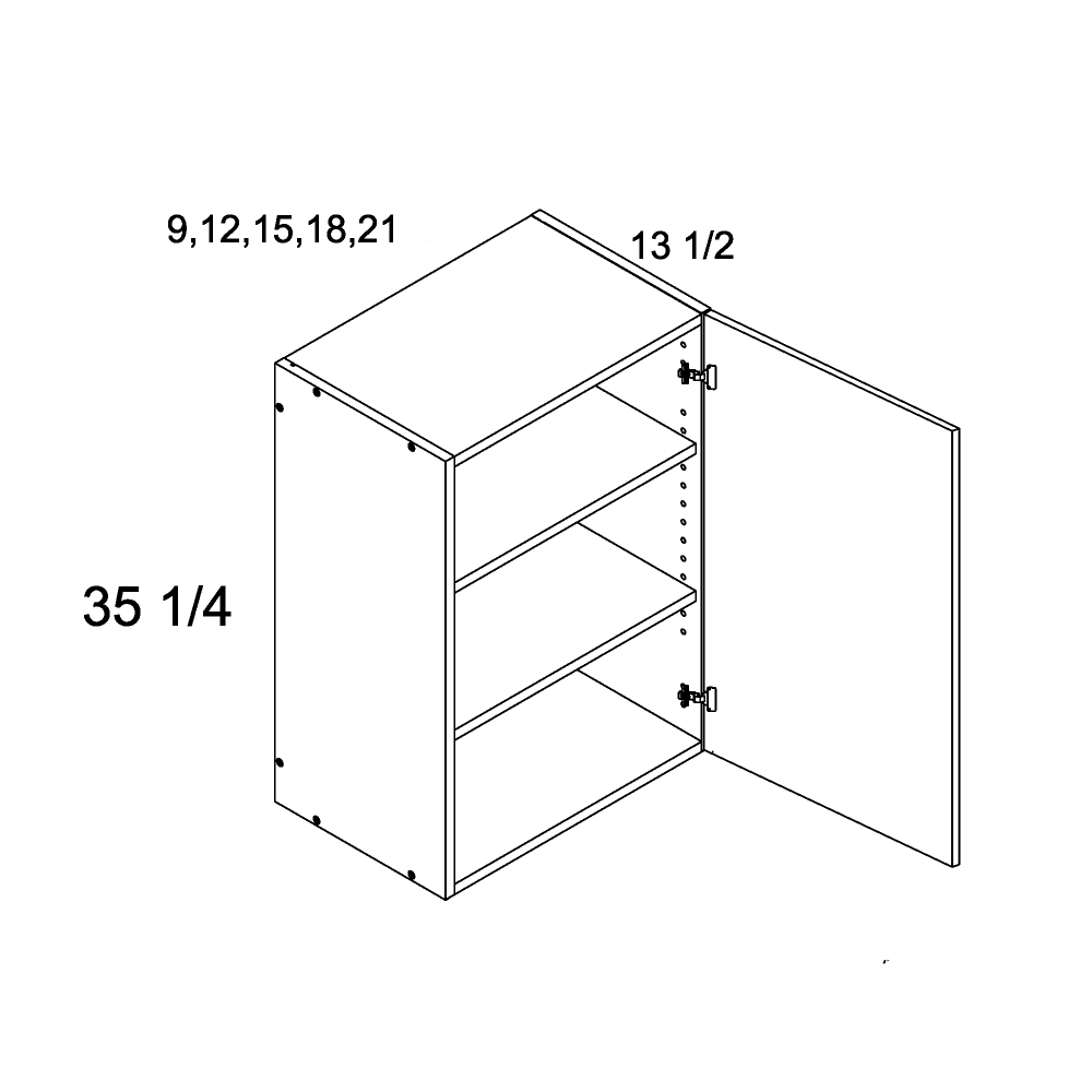 35 1/4" H One Door Wall Cabinets (TWP-W0935)