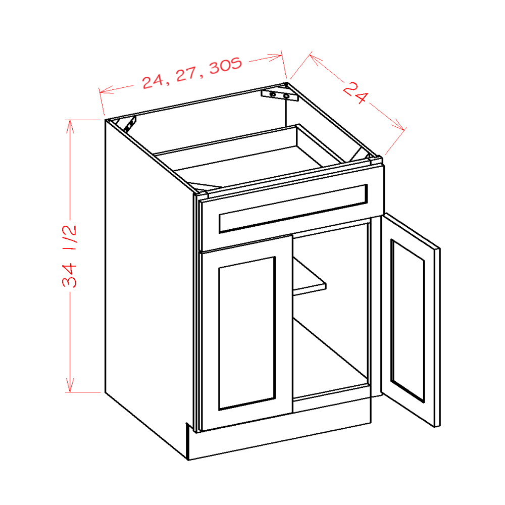 Double Door Single Drawer Bases (SB-B27)