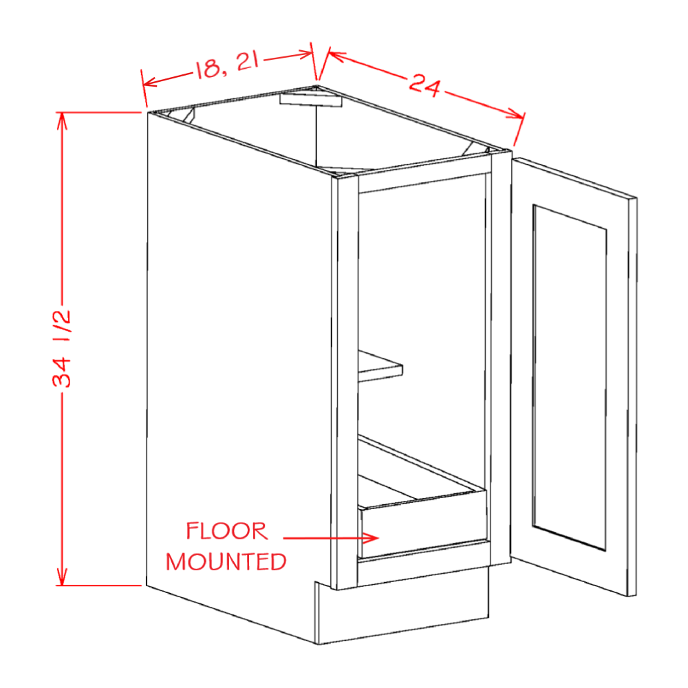 Single Full Height Door One Rollout Shelf Base Kits (SD-B18FH1RS)