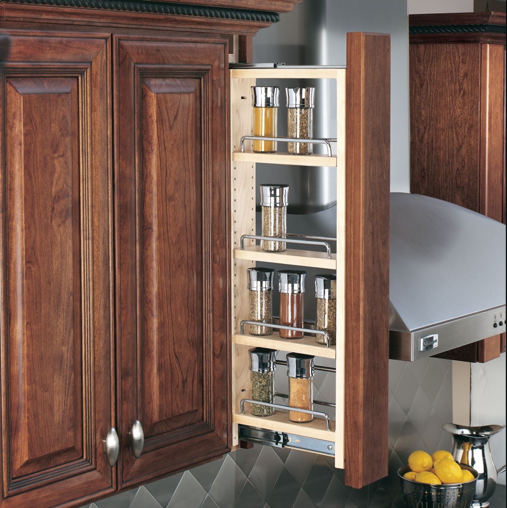 3" Tiered Wall Filler Between Cabinet Pullout w/ Ball Bearing Soft-Close (30"H Wall Cabinets) (432-WFBBSC30-3C)