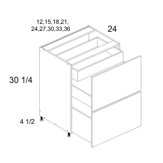 altamax Two Drawer with One Inner Drawer Bases (TGW-2DBID36)