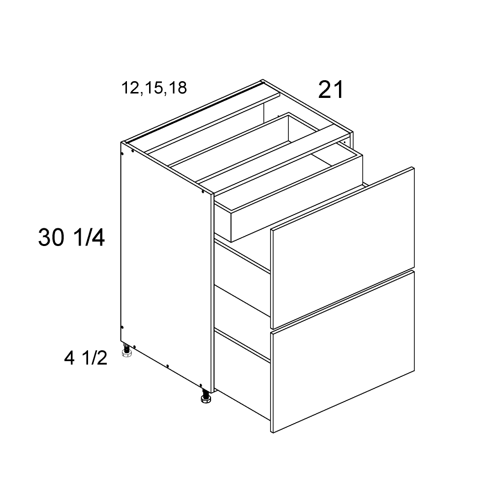 altamax Two Drawer with One Inner Drawer Vanity Bases (ND-2VDBID18)