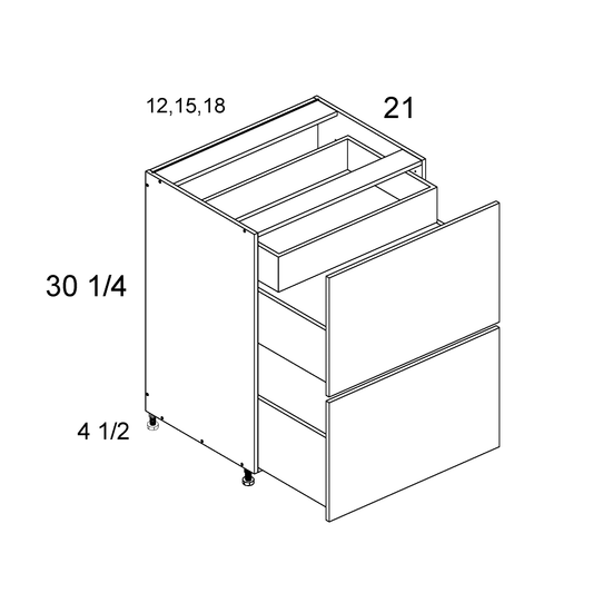 altamax Two Drawer with One Inner Drawer Vanity Bases (ND-2VDBID12)