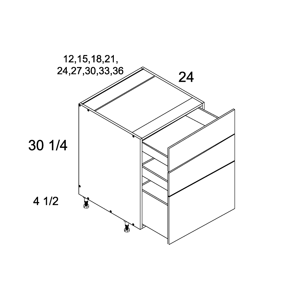 altamax Three Drawer Bases (VPB-3DB24)