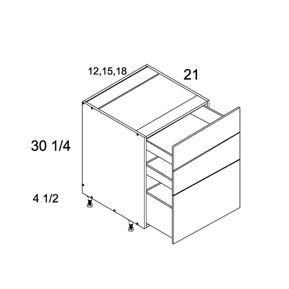 altamax Three Drawer Vanity Bases (ND-3VDB12)