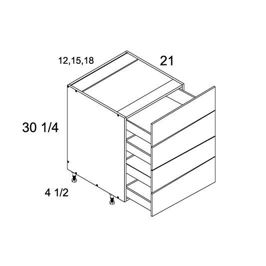 altamax Four Drawer Vanity Bases (ND-4VDB15)