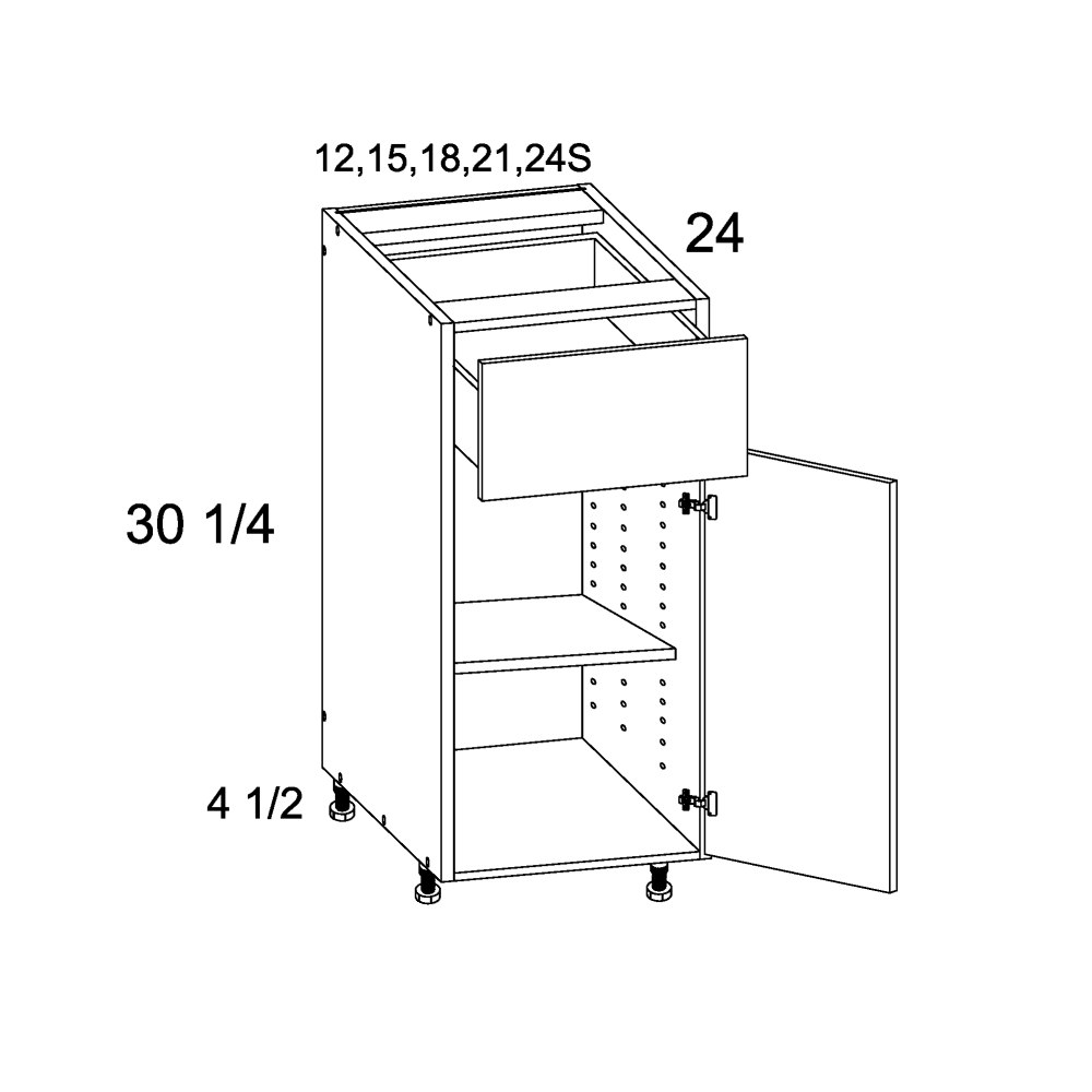 Single Door Single Drawer Bases (TDW-B12)