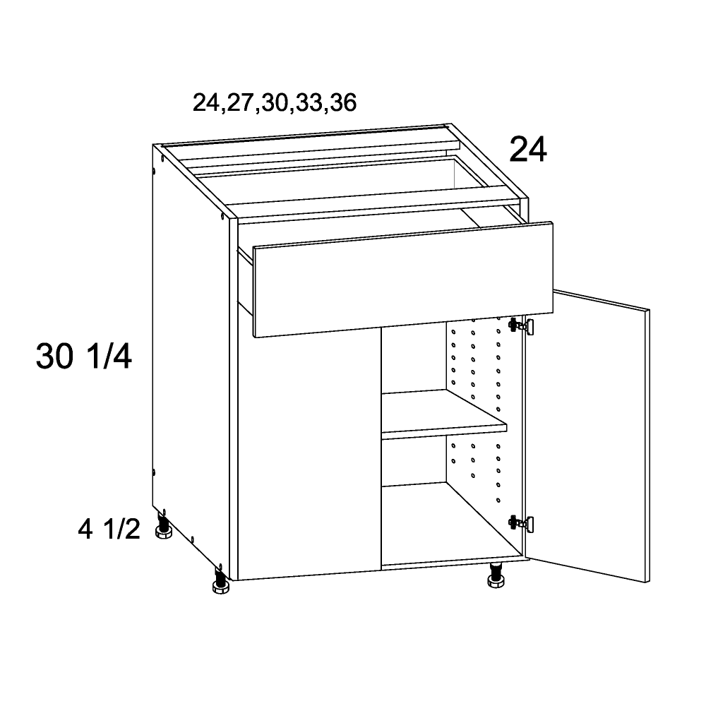 Double Door Single Drawer Bases (TDW-B33)