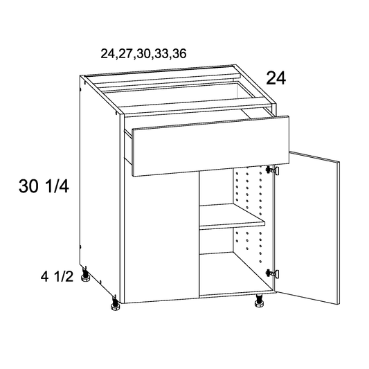 Double Door Single Drawer Bases (TDW-B27)