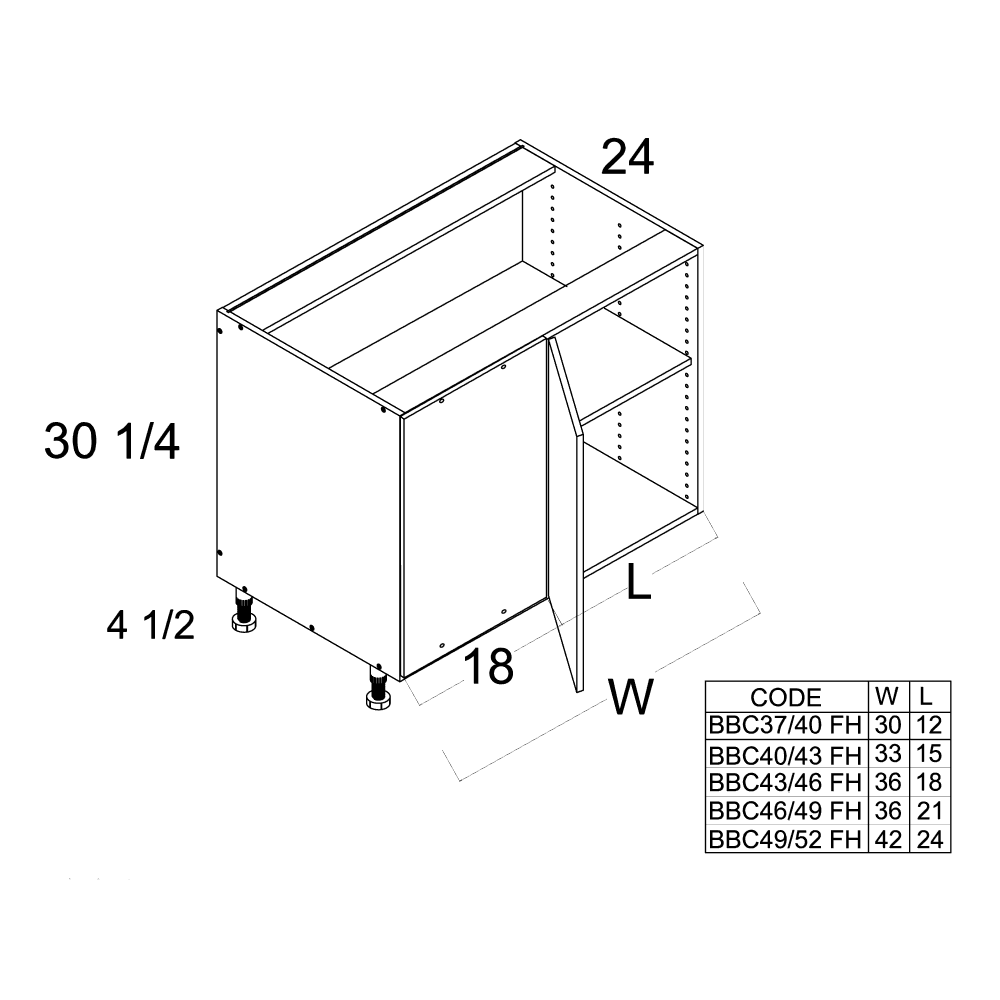 Full Height One Door Blind Base (TGW-BBC49/52SFH)