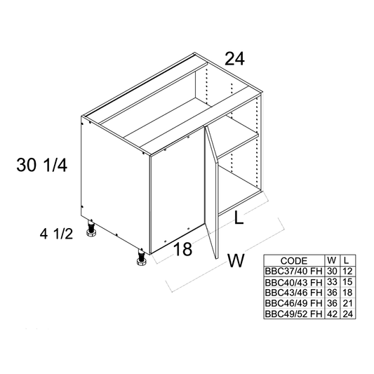 Full Height One Door Blind Base (TGW-BBC49/52SFH)