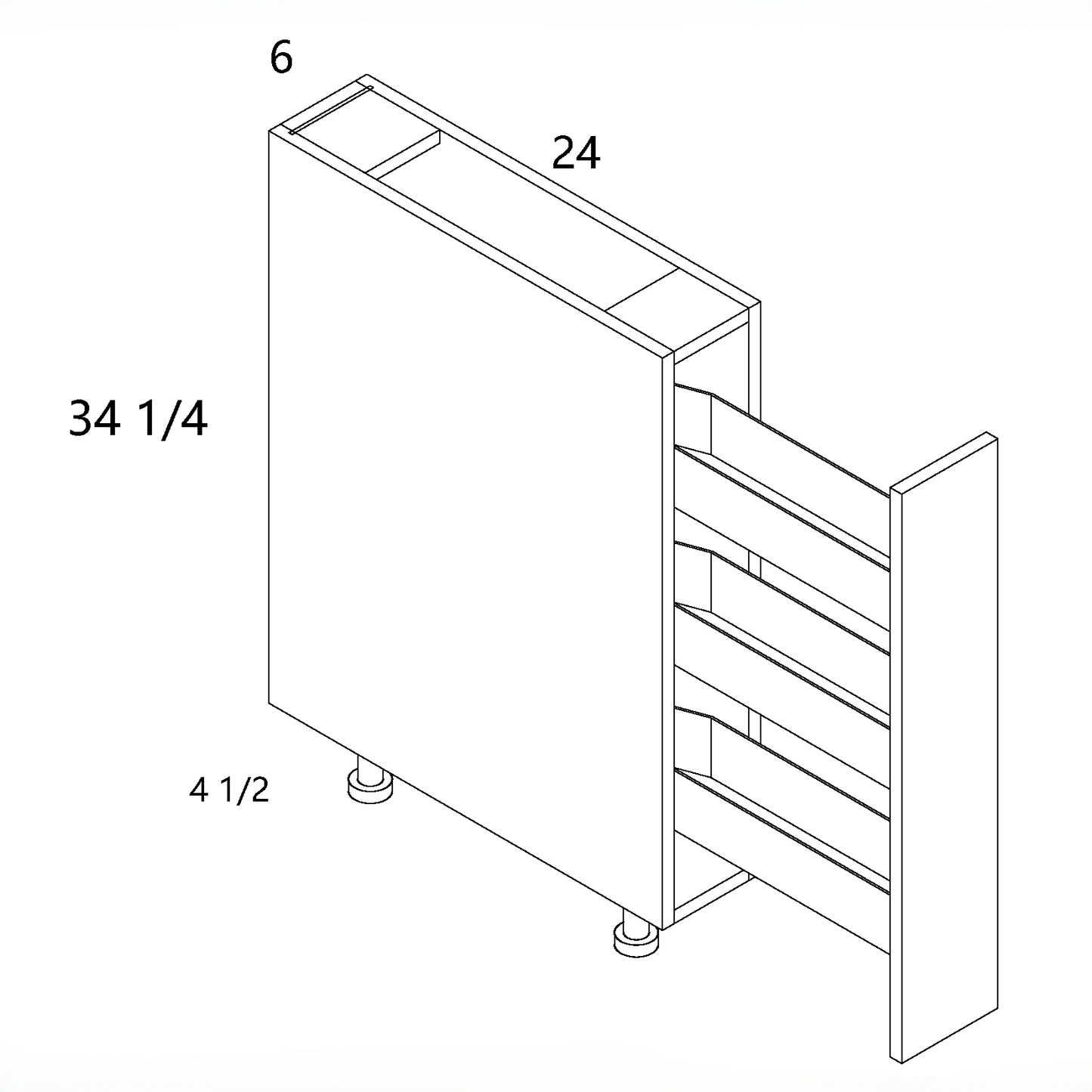 Single Full Height Door with Three-Tier Pullout (PGW-BPO6FH)