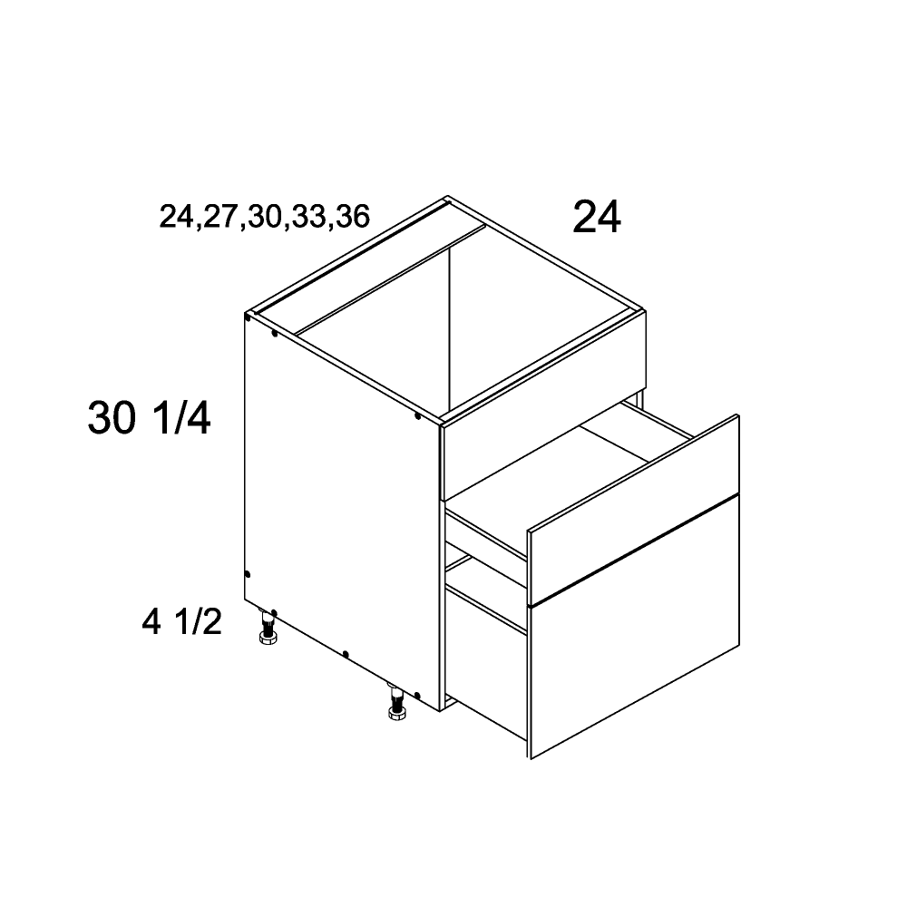 altamax Two Drawer with One False Front Range Bases (VPB-RB3DB24)