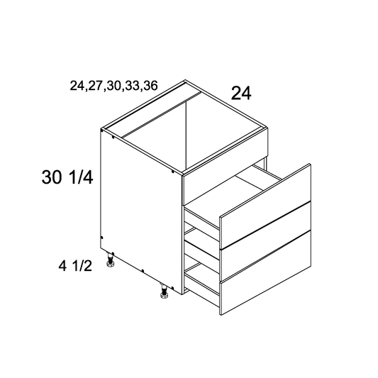 altamax Three Drawer with One False Front Range Bases (ND-RB4DB27)