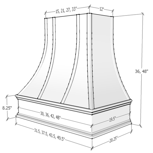 Asheville - Curved Classic Moulding Strapped (ASH-3V3648)