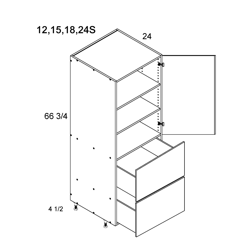 altamax Tall One Door Two Drawer Utilities (TWP-T2DB1272)