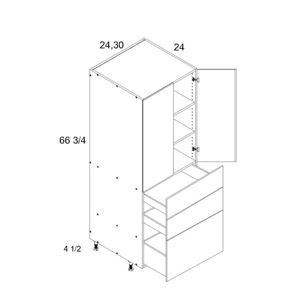 altamax Tall Two Door Three Drawer Utilities (TWP-T3DB2472)