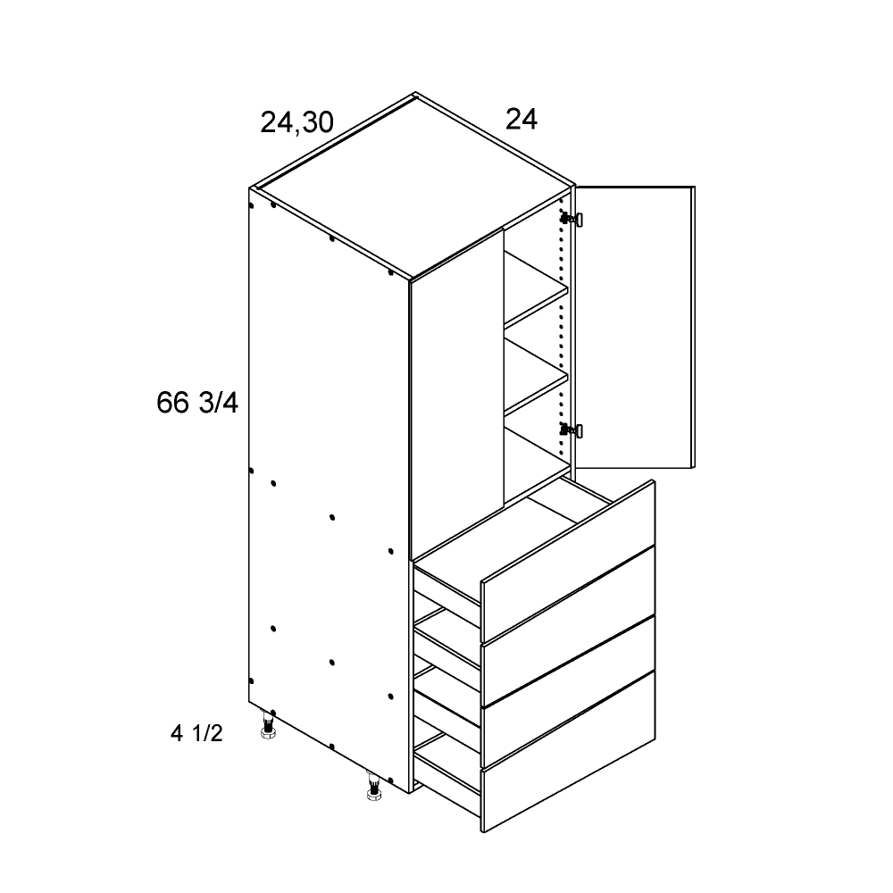 altamax Tall Two Door Four Drawer Utilities (TGW-T4DB2472)