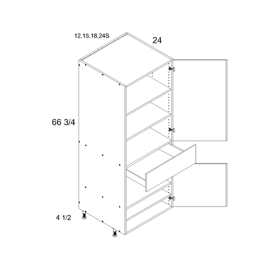 altamax Tall Two Door One Drawer Utilities (TWP-TB1872)