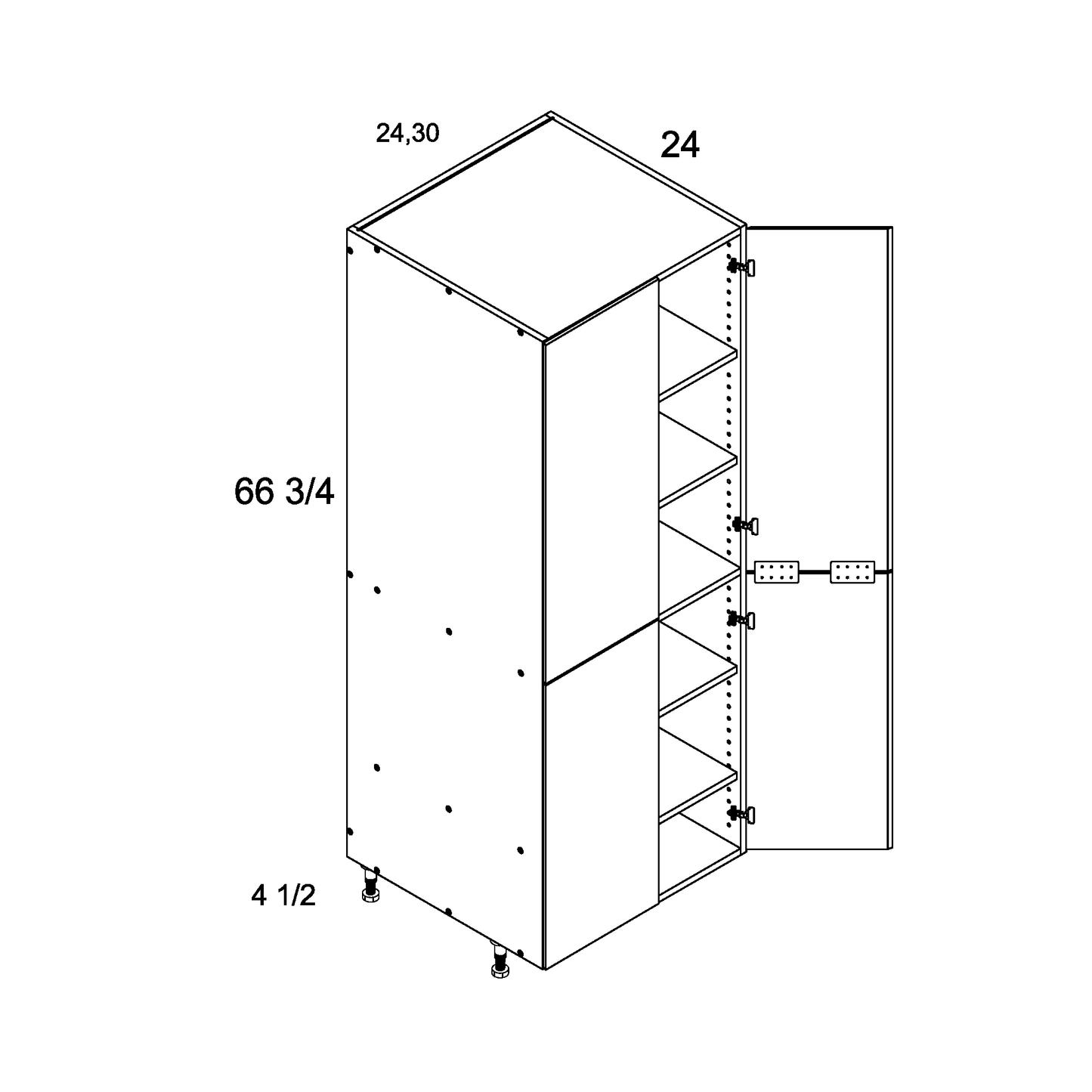 Tall Four Door Utility with Shelves (TWP-TB2472FH)