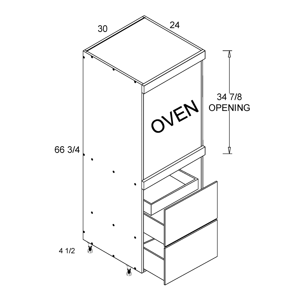 altamax Tall Single Oven Two Drawer with One Inner Drawer Cabinet (TWP-TOS2DBID3072)