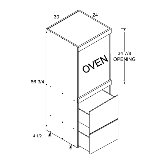 altamax Tall Single Oven Two Drawer Cabinet (TDW-TOS2DB3072)