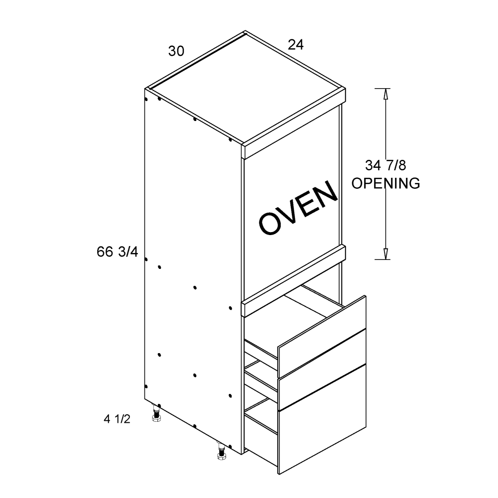 altamax Tall Single Oven Three Drawer Cabinet (TWP-TOS3DB3072)