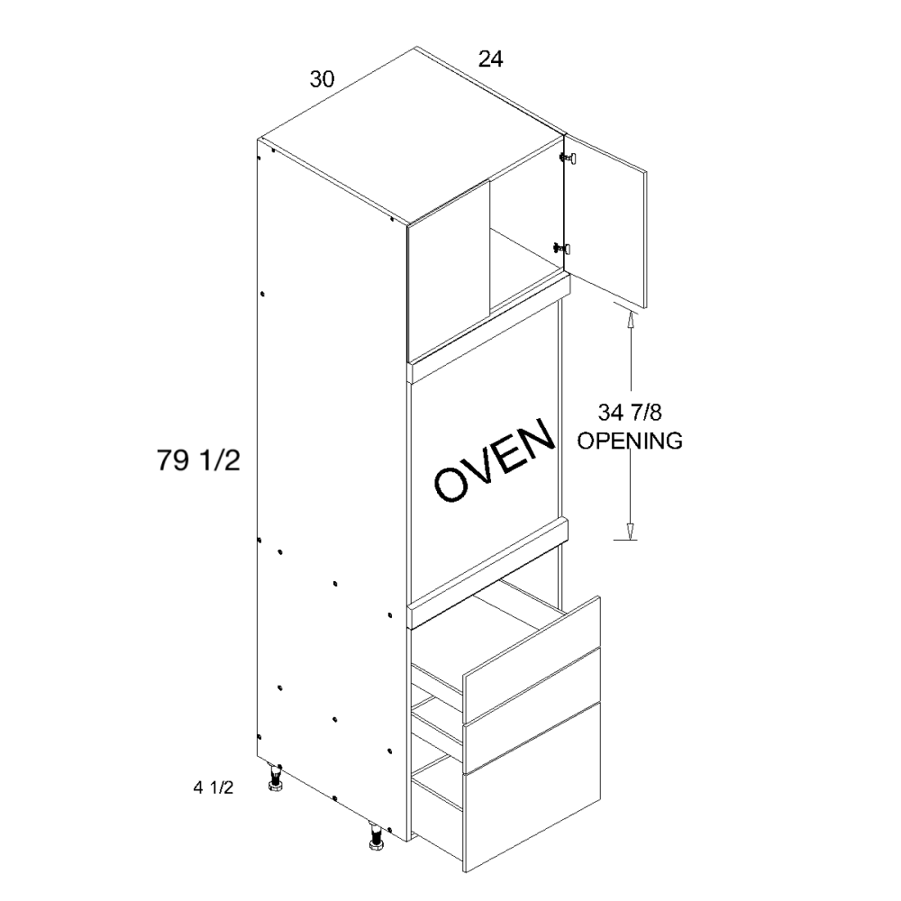altamax Tall Single Oven Two Door Three Drawer Cabinets (ND-TOS3DB3094)