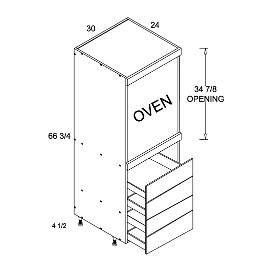 altamax Tall Single Oven Four Drawer Cabinet (TWP-TOS4DB3072)