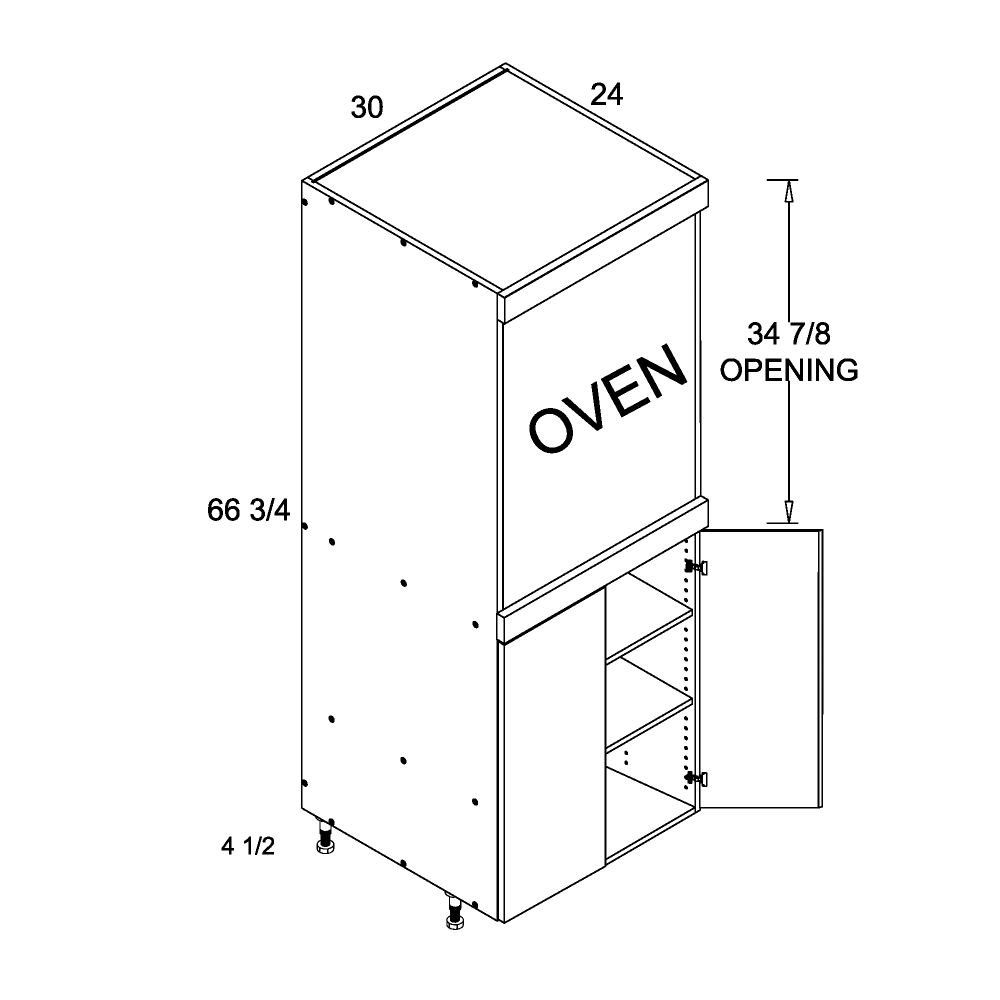 Tall Single Oven Full Height Two Door Utility (VPB-TOS3072FH)