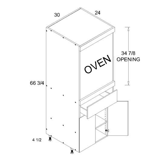 altamax Tall Single Oven  Two Door One Drawer Cabinet (TDW-TOSB3072)