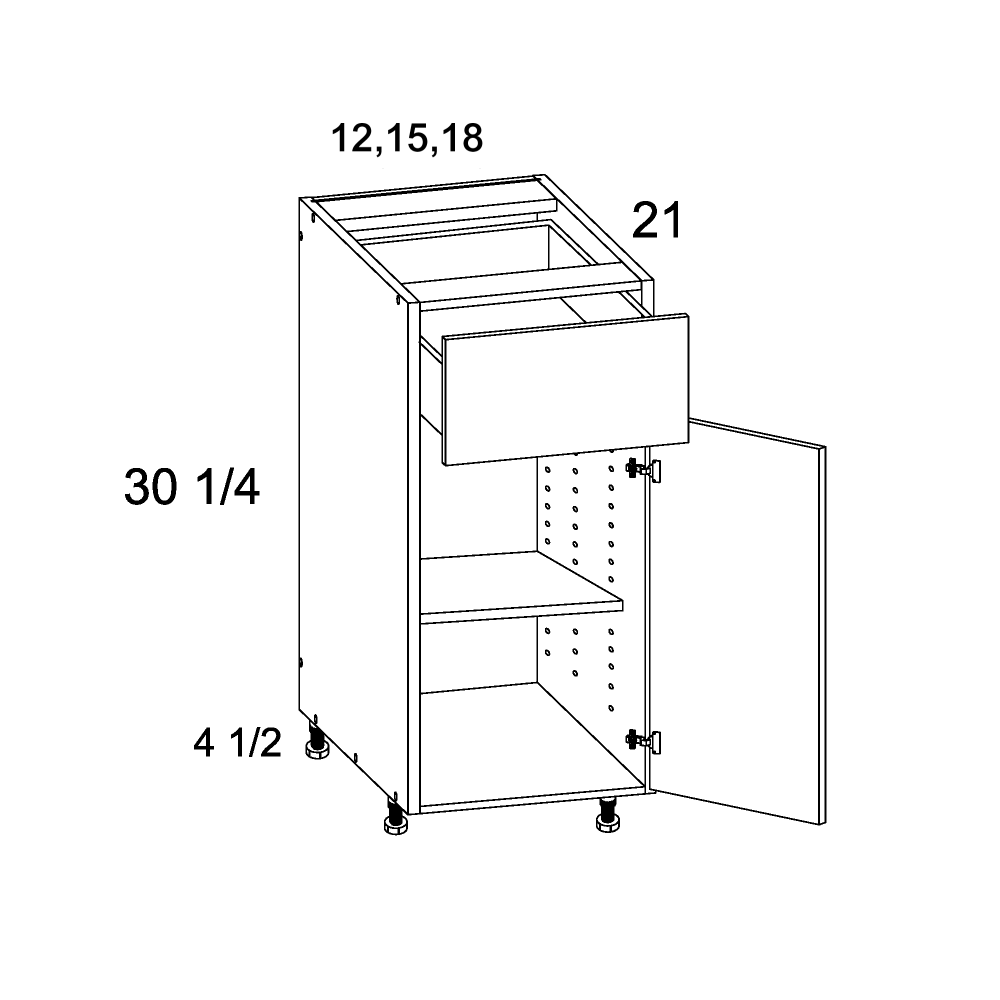 altamax One Door One Drawer Vanity Bases (ND-VB15)