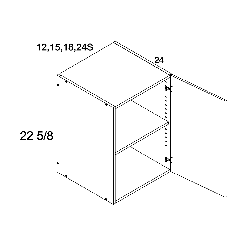 22 5/8" H by 24"D One Door Wall Cabinets (PGW-W152324)