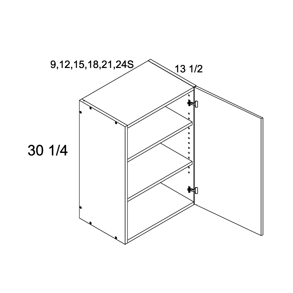 30 1/4 H One Door Wall Cabinets (TGW-W1530)