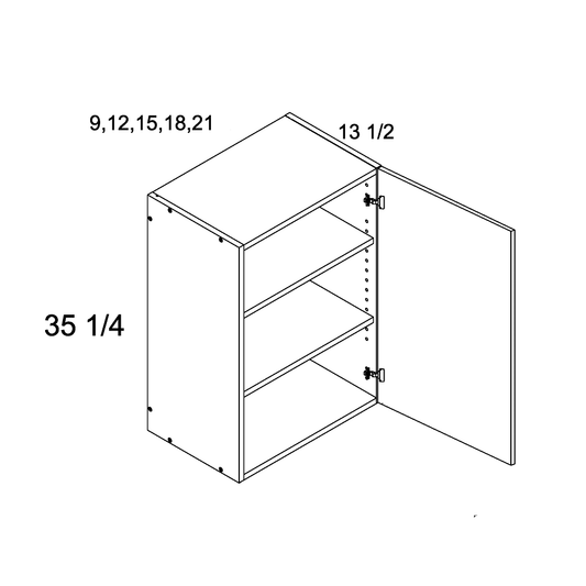 35 1/4" H One Door Wall Cabinets (TWP-W1835)