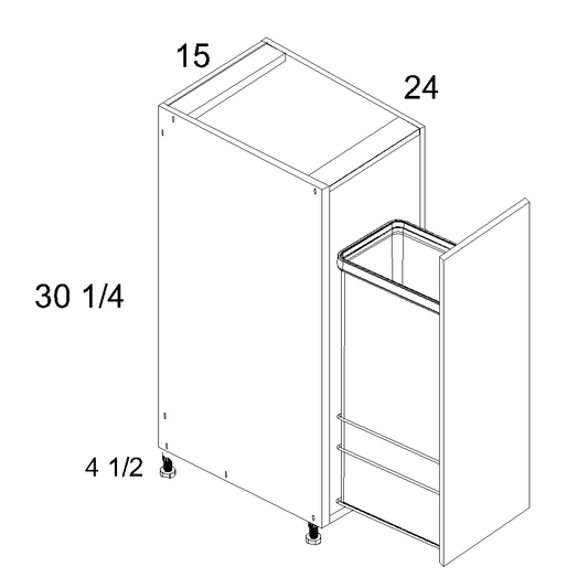 Single Full Height Door Base Kit with Single Trashcan Pullout (VMN-B15FHTCPO)