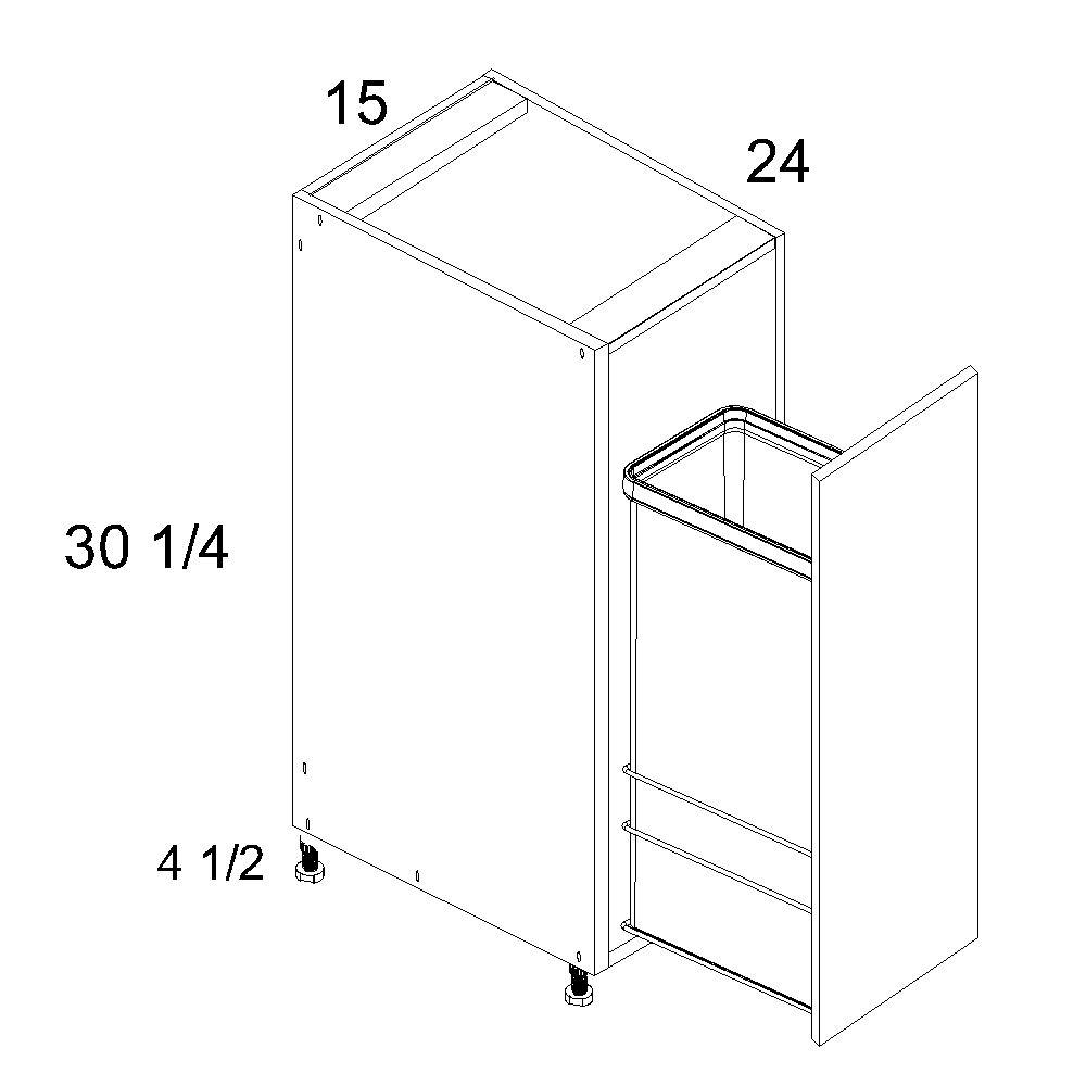 Single Full Height Door Base Kit with Single Trashcan Pullout (TWP-B15FHTCPO)