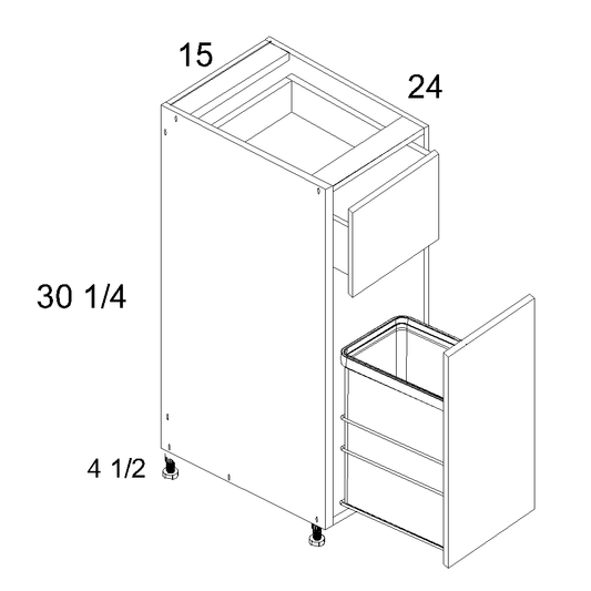 Single Door Single Drawer Base Kit with Single Trashcan Pullout (TDW-B15TCPO)