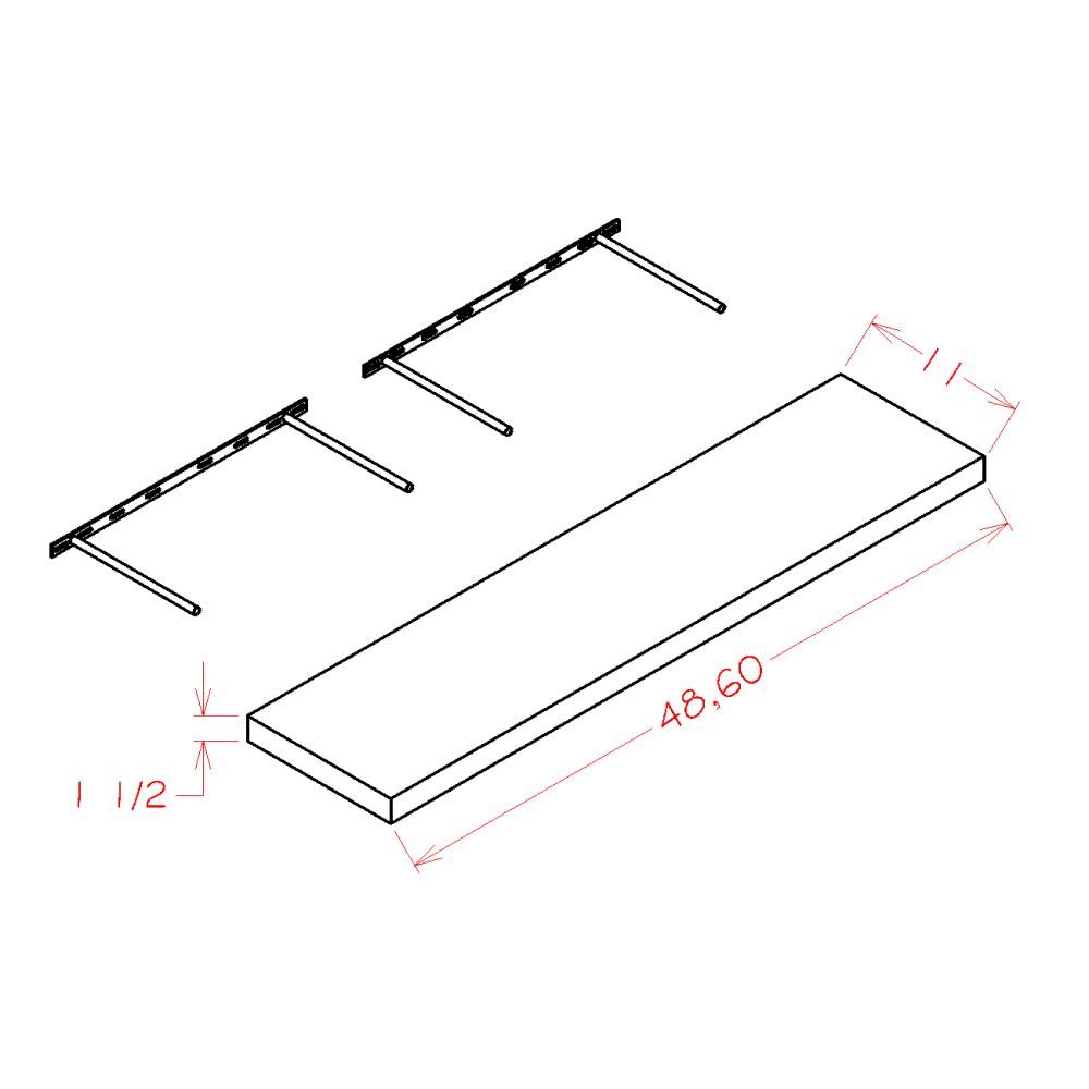 Floating Shelves (Black-FS48)
