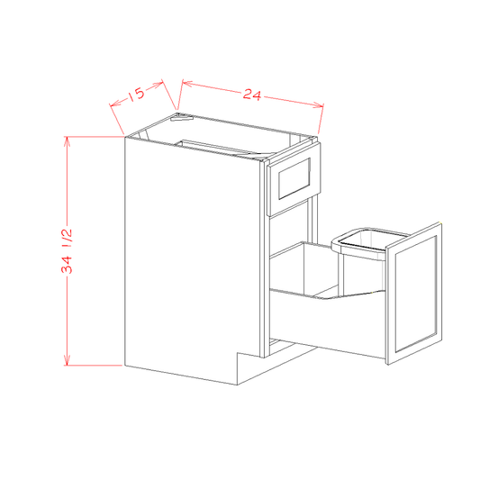 Single Door Single Drawer Base Kit with Single Trashcan Pullout (SB-B15TCPO)
