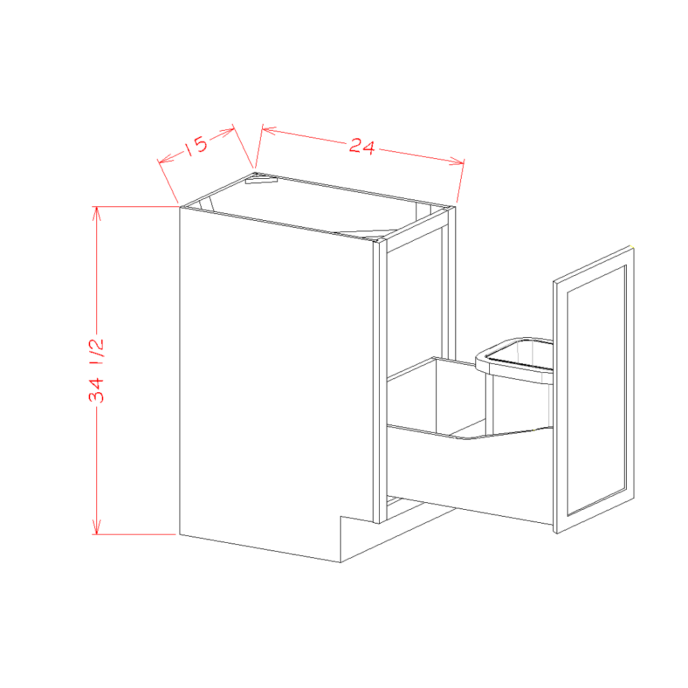 Single Full Height Door Base Kit with Single Trashcan Pullout (SD-B15FHTCPO)
