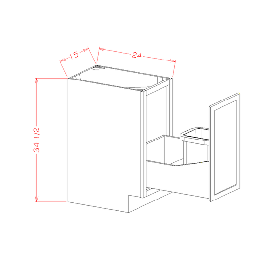 Single Full Height Door Base Kit with Single Trashcan Pullout (OS-B15FHTCPO)