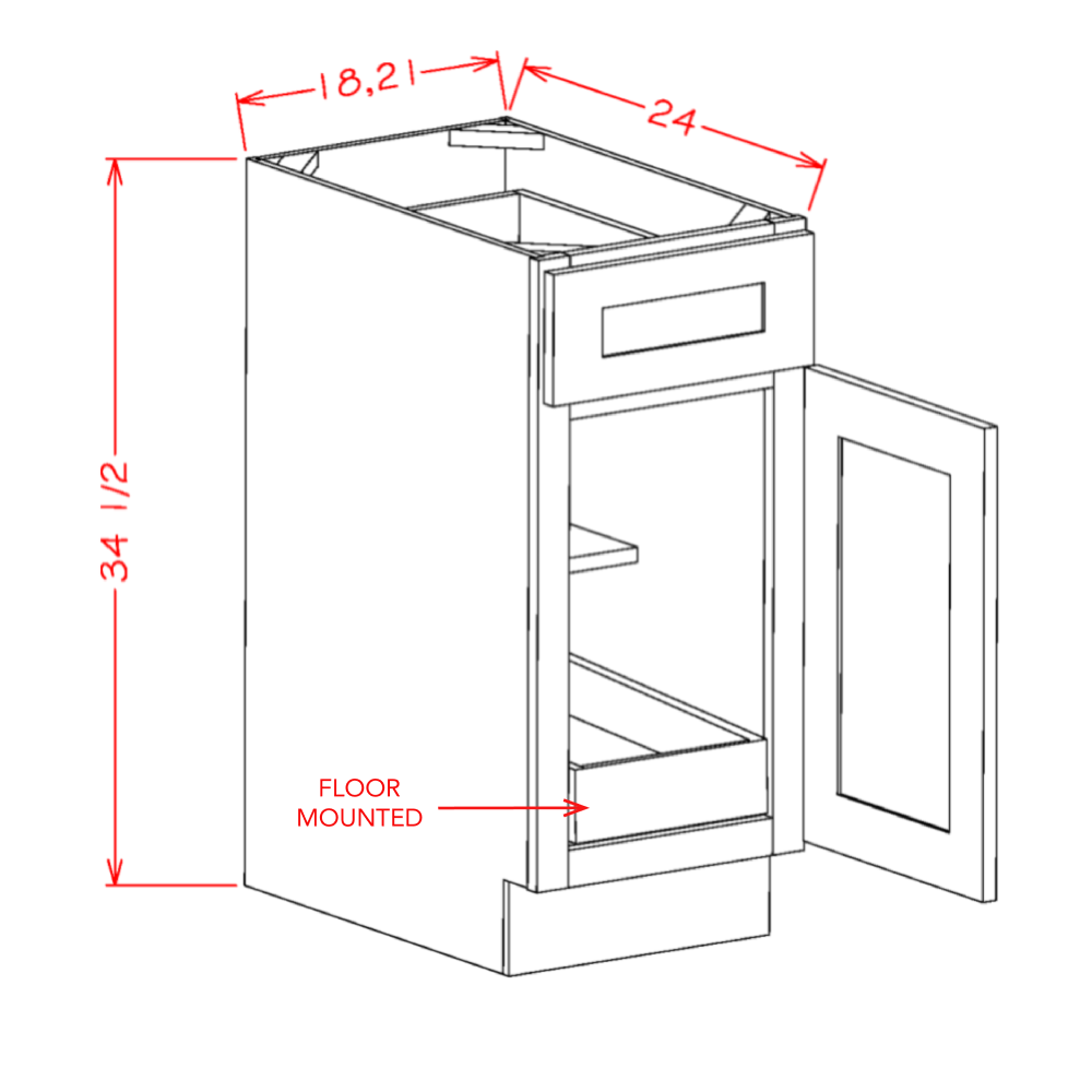 Single Door Single Drawer One Rollout Shelf Base Kits (OT-B181RS)