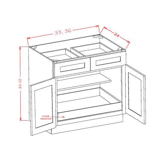 Double Door Double Drawer One Rollout Shelf Base Kits (OM-B331RS)