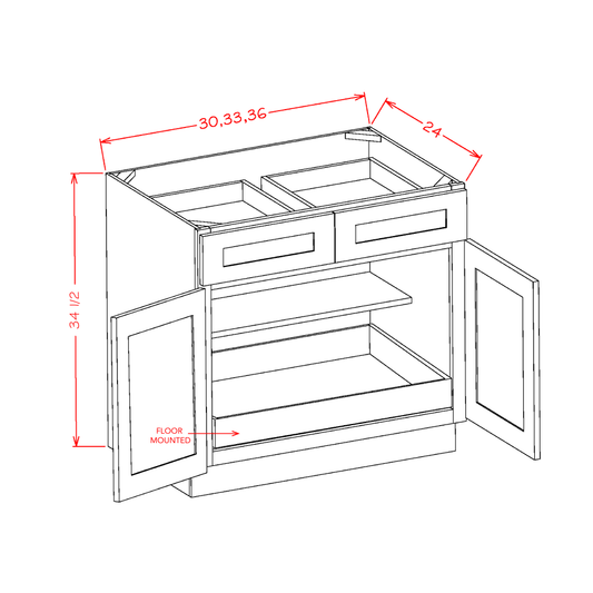 Double Door Double Drawer One Rollout Shelf Base Kits (CS-B361RS)