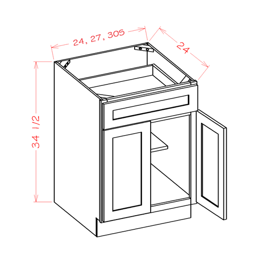 Double Door Single Drawer Bases (CW-B27)