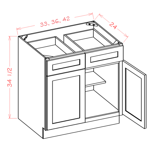 Double Door Double Drawer Bases (SB-B36)