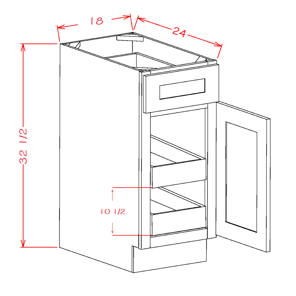 Single Door Single Drawer Two Rollout Shelf ADA Base Kits (SW-B18ADA2RS)