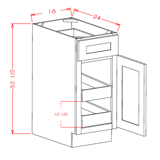 Single Door Single Drawer Two Rollout Shelf ADA Base Kits (SW-B18ADA2RS)